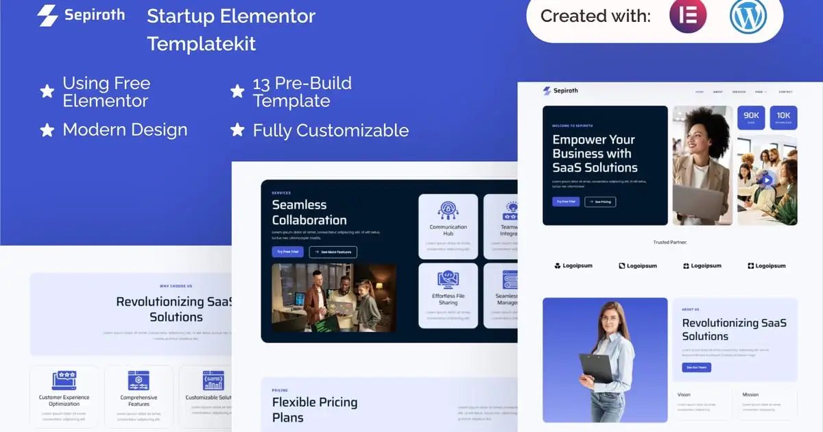 Sepiroth – Saas & Tech Startup Elementor Template Kit