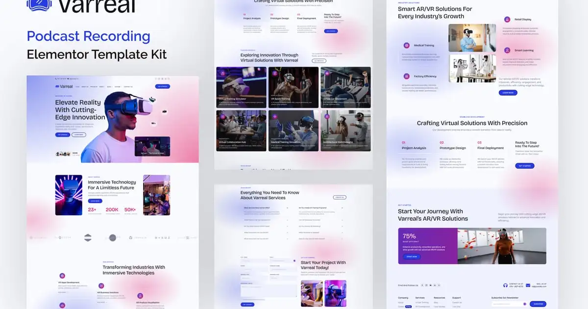 Varreal – Virtual & Augmented Reality Engineering Elementor Template Kit