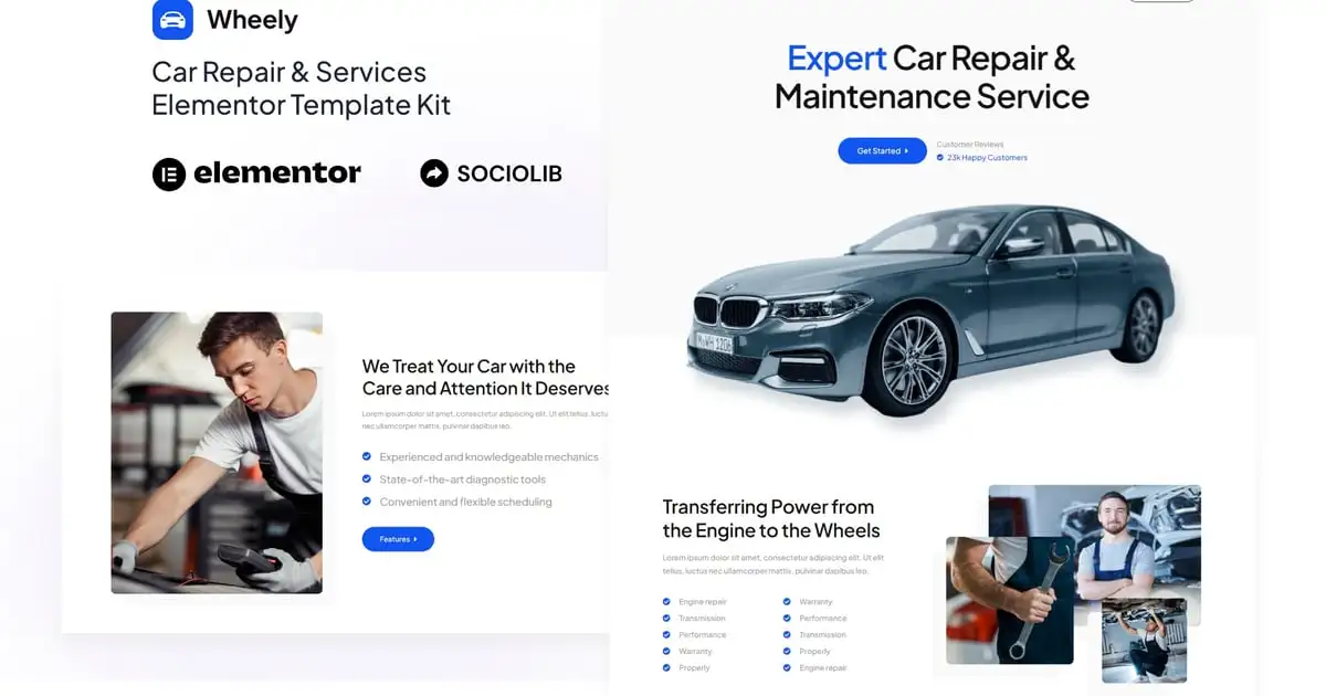 Wheely – Car Repair & Auto Services Elementor Template Kit