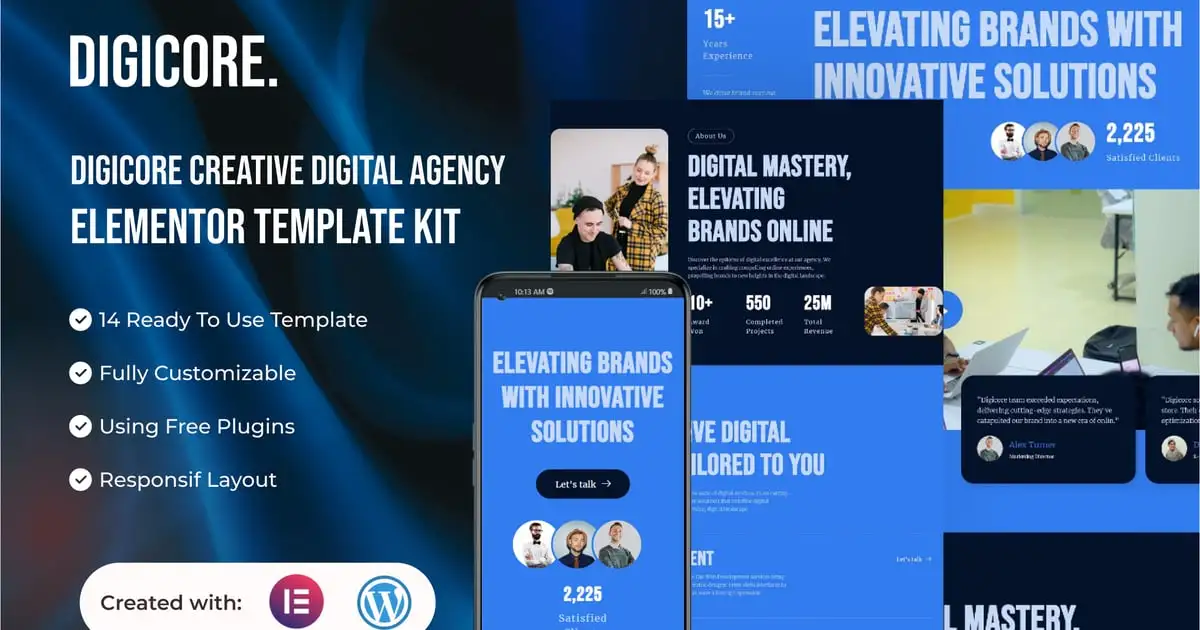 Digicore – Creative Digital Agency Elementor Template Kit