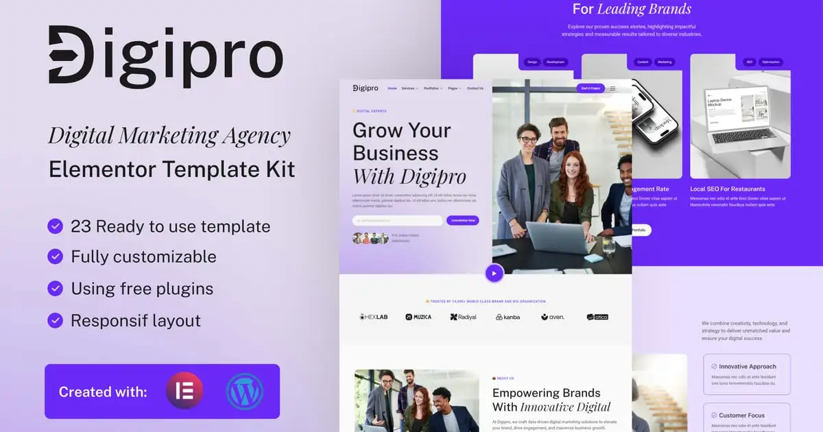 Digipro – Digital Marketing Agency Elementor Template Kit