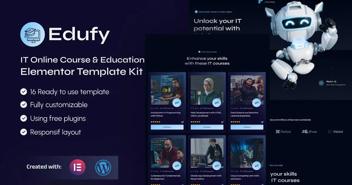 Edufy – IT Online Course & Education Elementor Template Kit