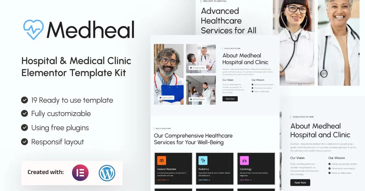 Medheal – Hospital & Medical Clinic Elementor Template Kit