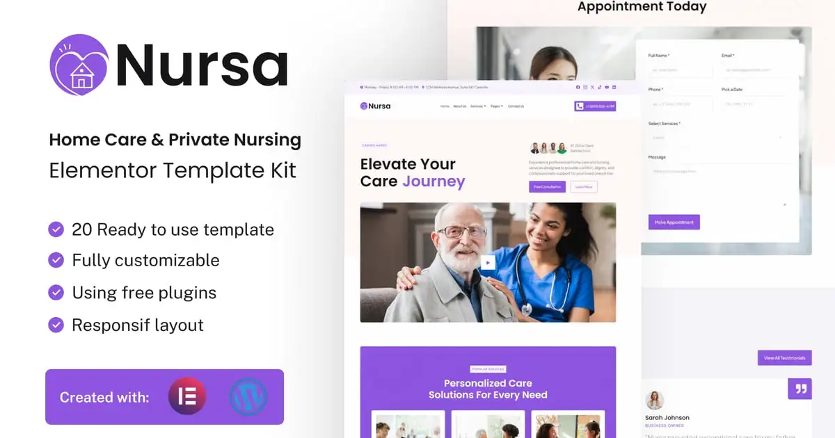 Nursa – Home Care & Private Nursing Services Elementor Template Kit