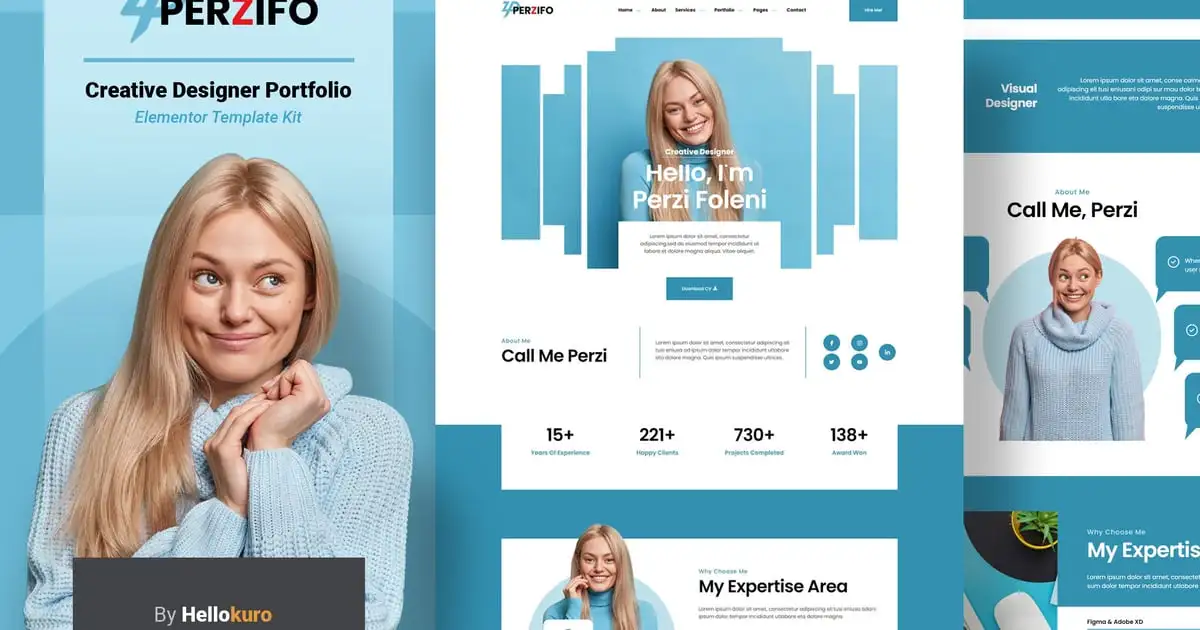 Perzifo – Creative Designer Portfolio Elementor Template Kit