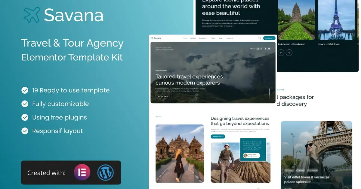Savana – Travel & Tour Agency Elementor Template Kit