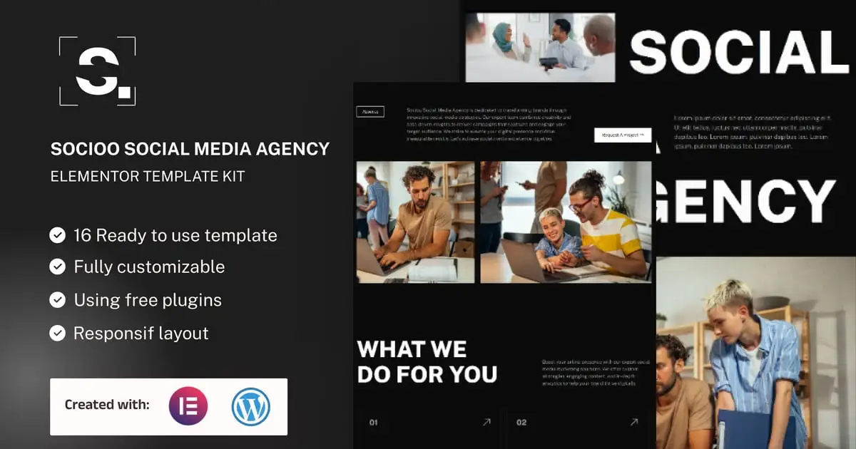 Socioo – Social Media Agency Elementor Template Kit
