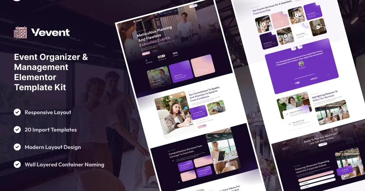 Vevent – Event Planner & Organizer Elementor Template Kit