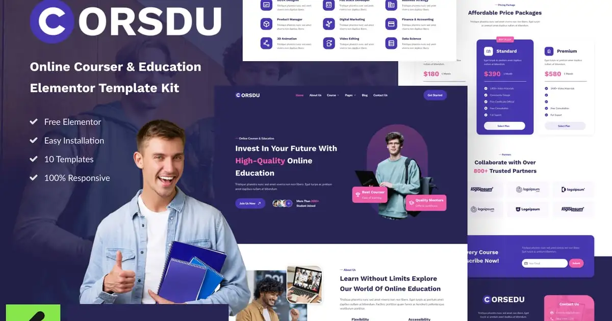 Corsdu – Online Courses & Education Elementor Template Kit