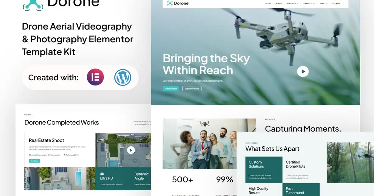 Dorone – Drone Aerial Videography and Photography Elementor Template Kit