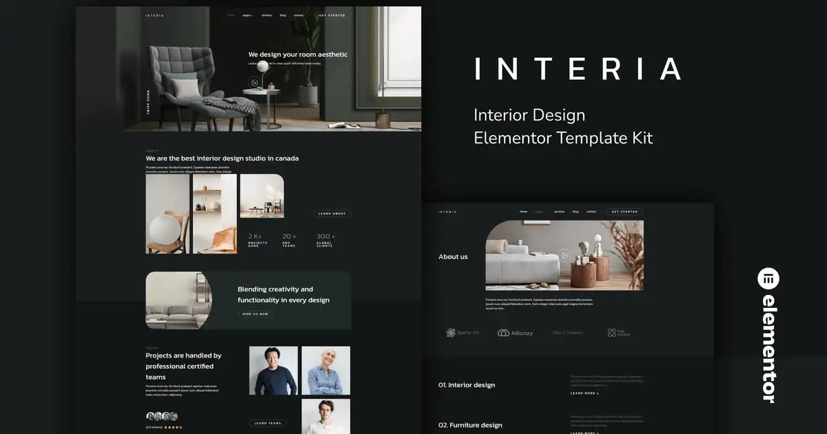 Interia – Interior Design Elementor Template Kit