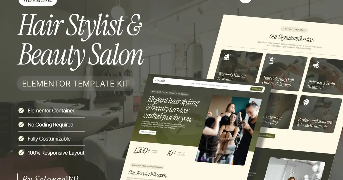 Kinanthi – Hair Stylist & Beauty Salon Elementor Template Kit