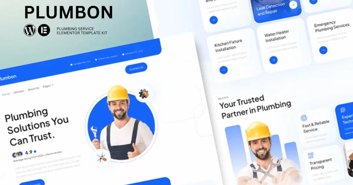 Plumbon – Plumbing Service Elementor Template Kit