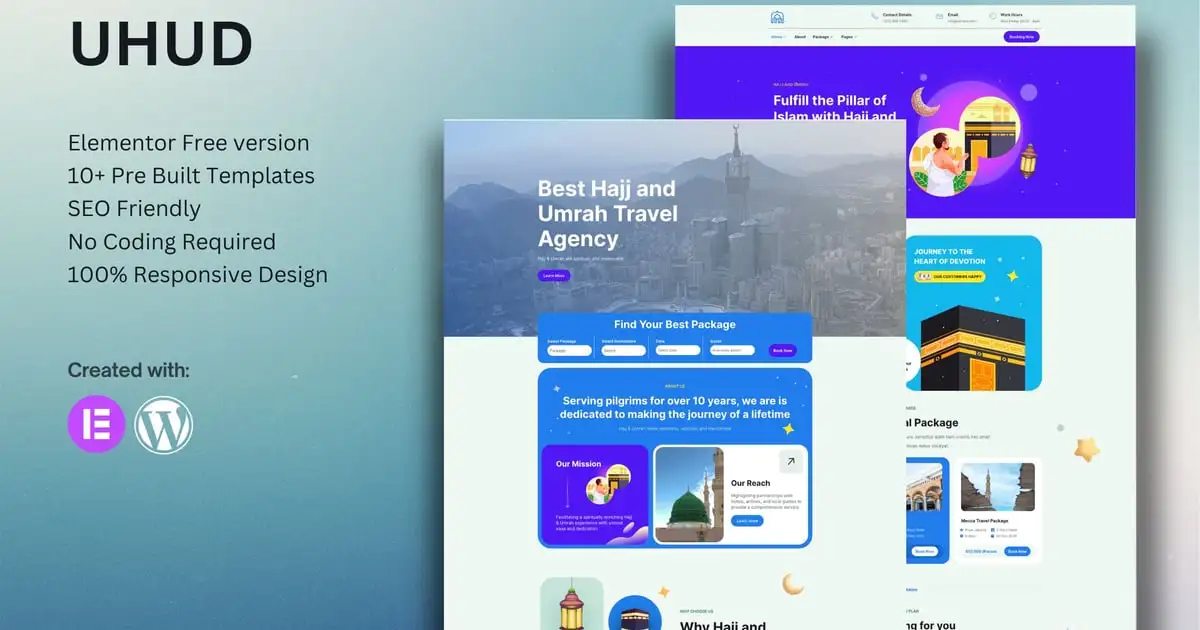 Uhud – Hajj & Umrah Tour Travel Elementor Template Kit