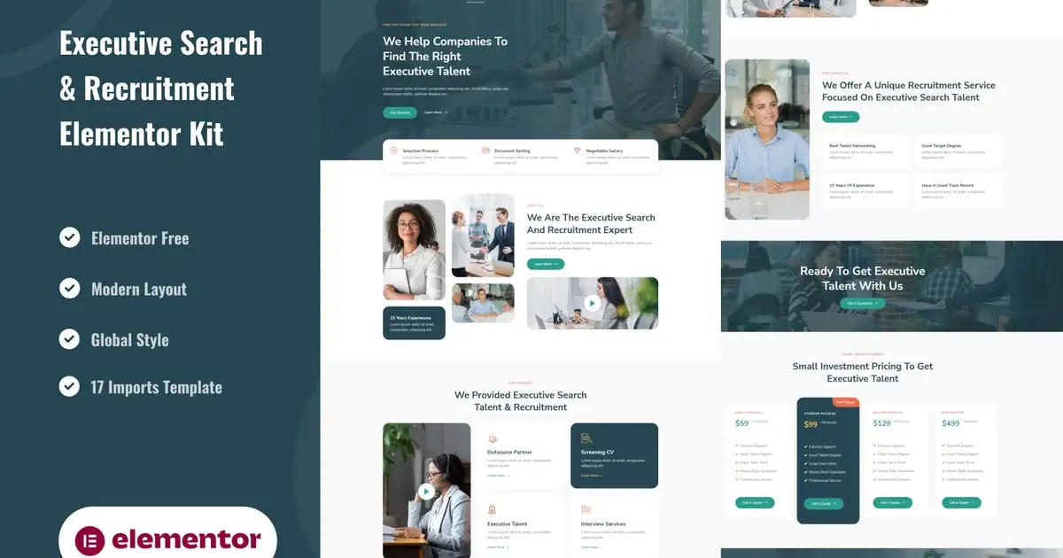 Exuta – Executive Search & Recruitment Service Elementor Template Kit