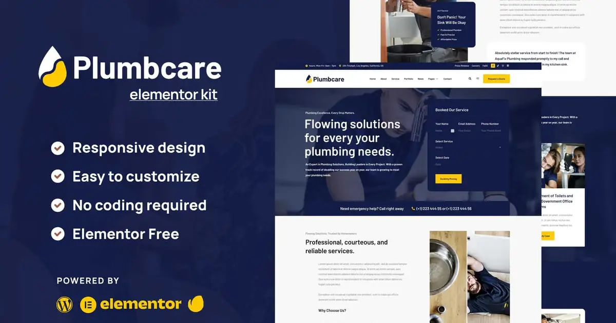 PlumbCare – Plumbing Service Elementor Template Kit