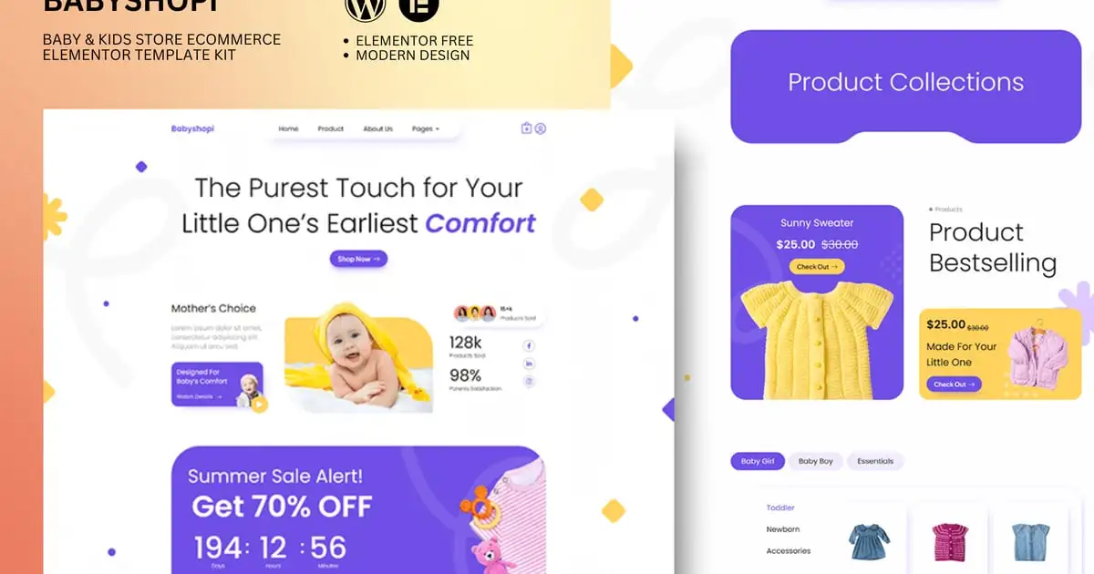 Babyshopi – Kids Store & Baby Shop Elementor Template Kit