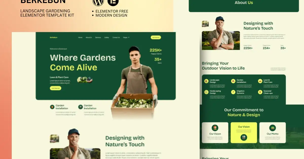 Berkebun – Landscape & Gardening Elementor Template Kit