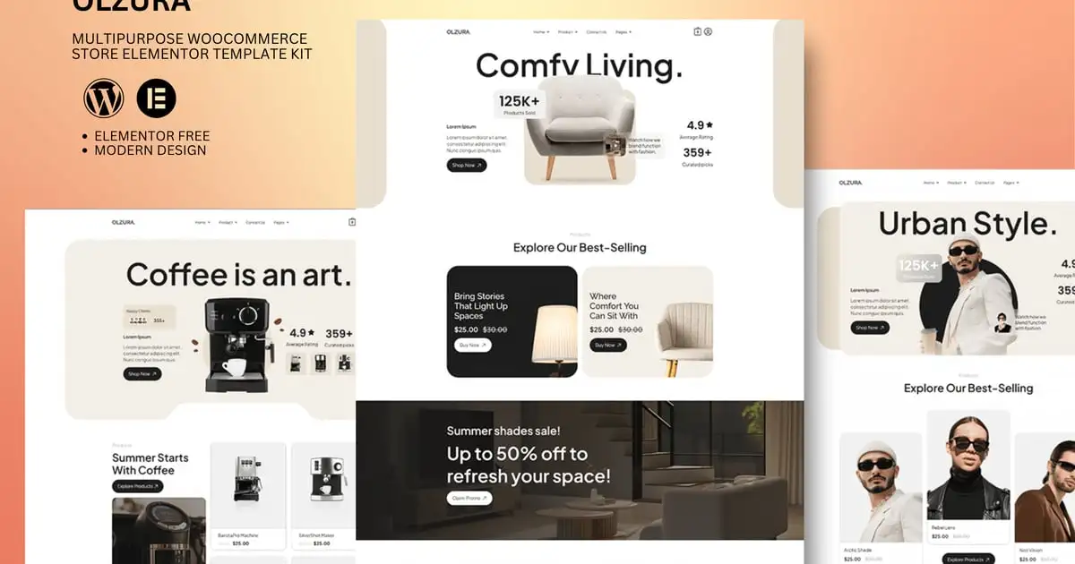 Olzura – Multipurpose Woocommerce Store Elementor Template Kit