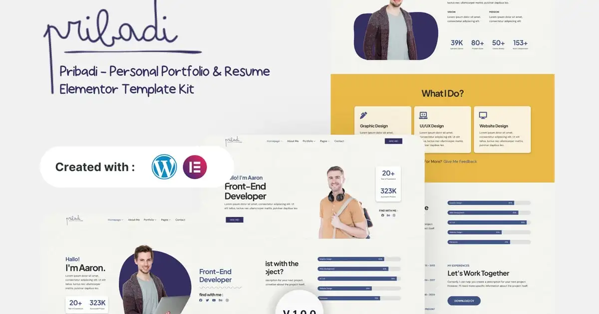 Pribadi – Personal Portfolio & Resume Elementor Template Kit