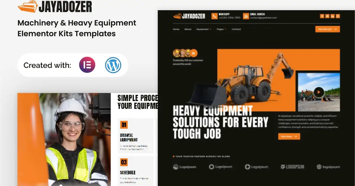 Jayadozer – Machinery Heavy Equipment Elementor Templae Kit
