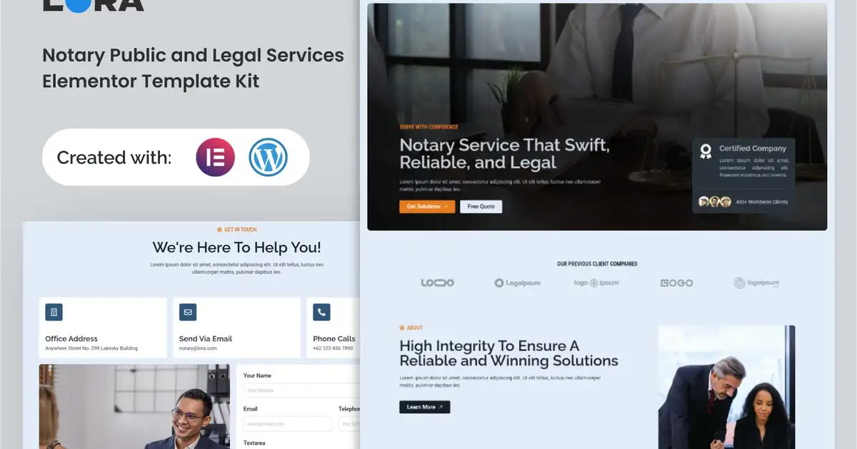 Lora – Notary Public & Legal Services Elementor Template Kit