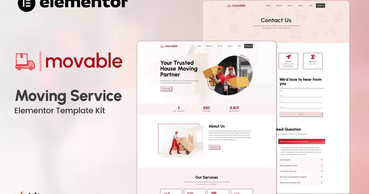Movable – Moving Service Elementor Template Kit