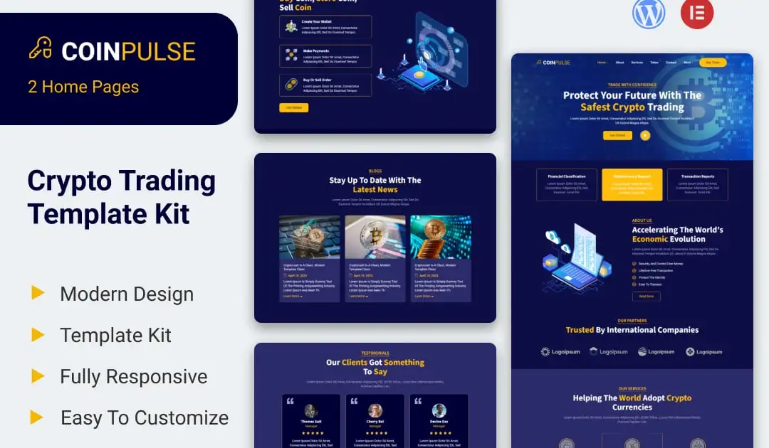 Coinpulse – Crypto Currency & Trading Elementor Template Kit
