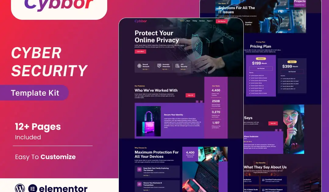 Cybbor – Cyber Security Services Elementor Template Kit