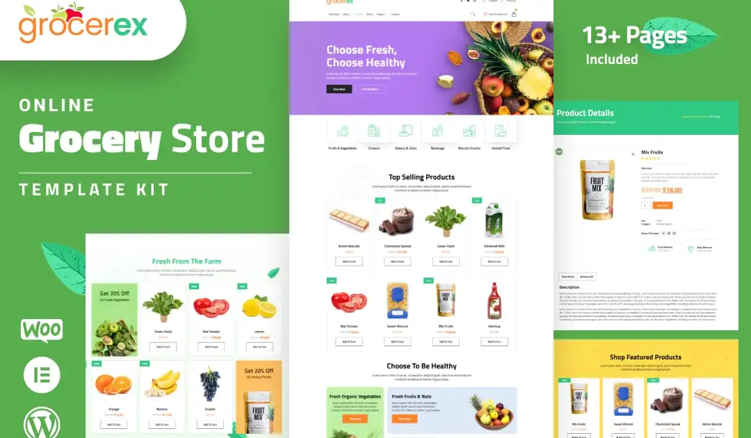 Grocerex – Grocery Store Elementor Pro Template Kit