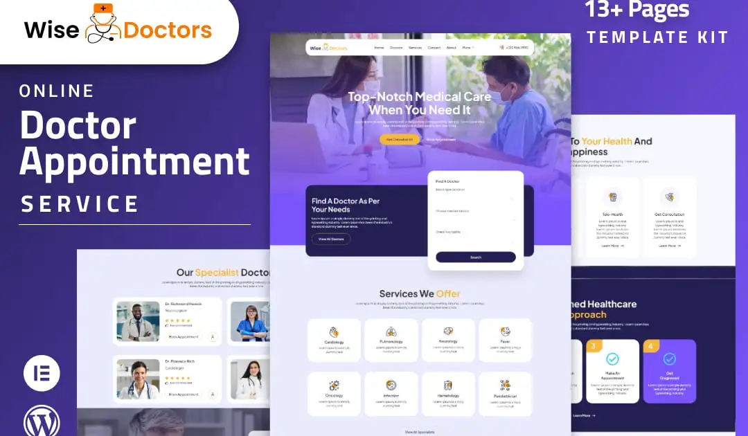 WiseDoctors – Healthcare & Medical Elementor Template Kit