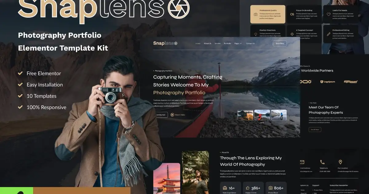 Snaplens – Photography & Portfolio Elementor Template Kit
