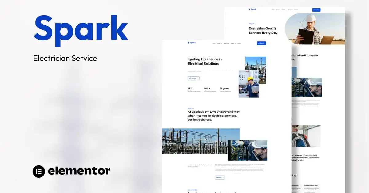 Spark – Electrician Service Elementor Template Kit