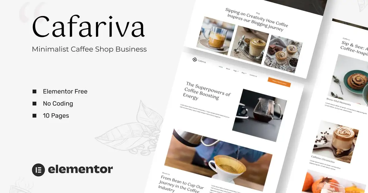 Cafariva – Minimalist Cafe &Coffee Elementor Template Kit