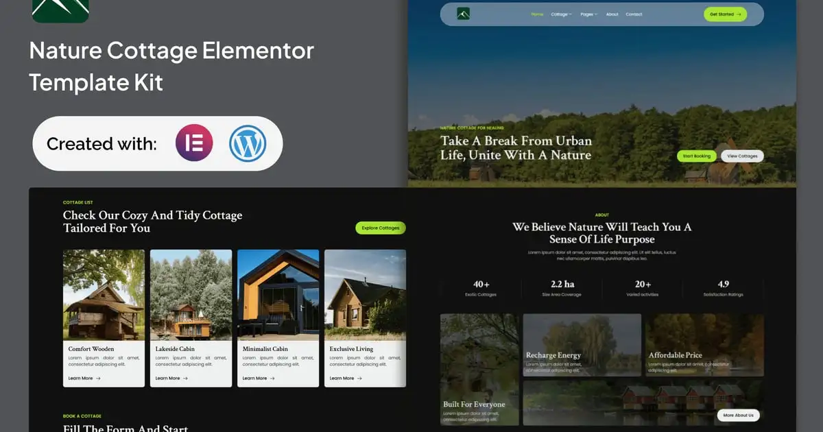 Veridian – Nature Cottage Elementor Template Kit