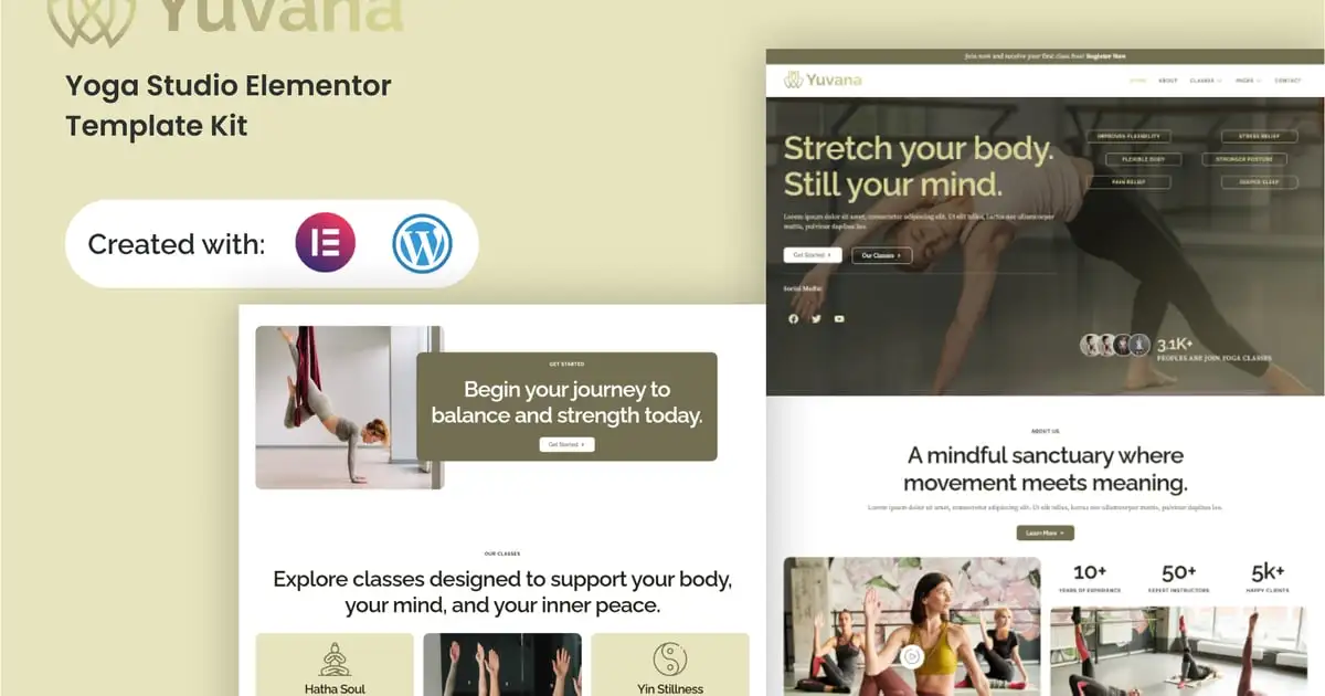 Yuvana – Yoga Studio Elementor Template Kit