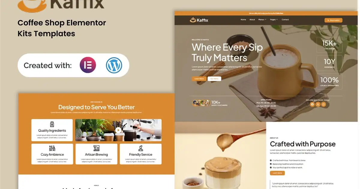 Kaffix – Coffee Shop & Cafe Elementor Template Kit