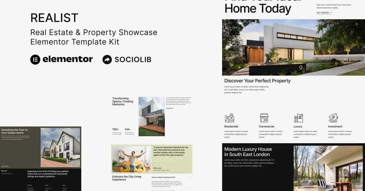 Realist – Real Estate & Property Showcase Elementor Template Kit