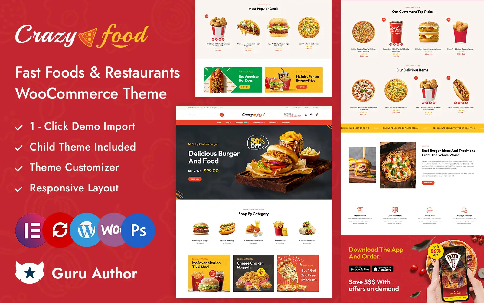 CrazyFood – Fast Food Store Elementor WooCommerce Responsive Theme WooCommerce Theme