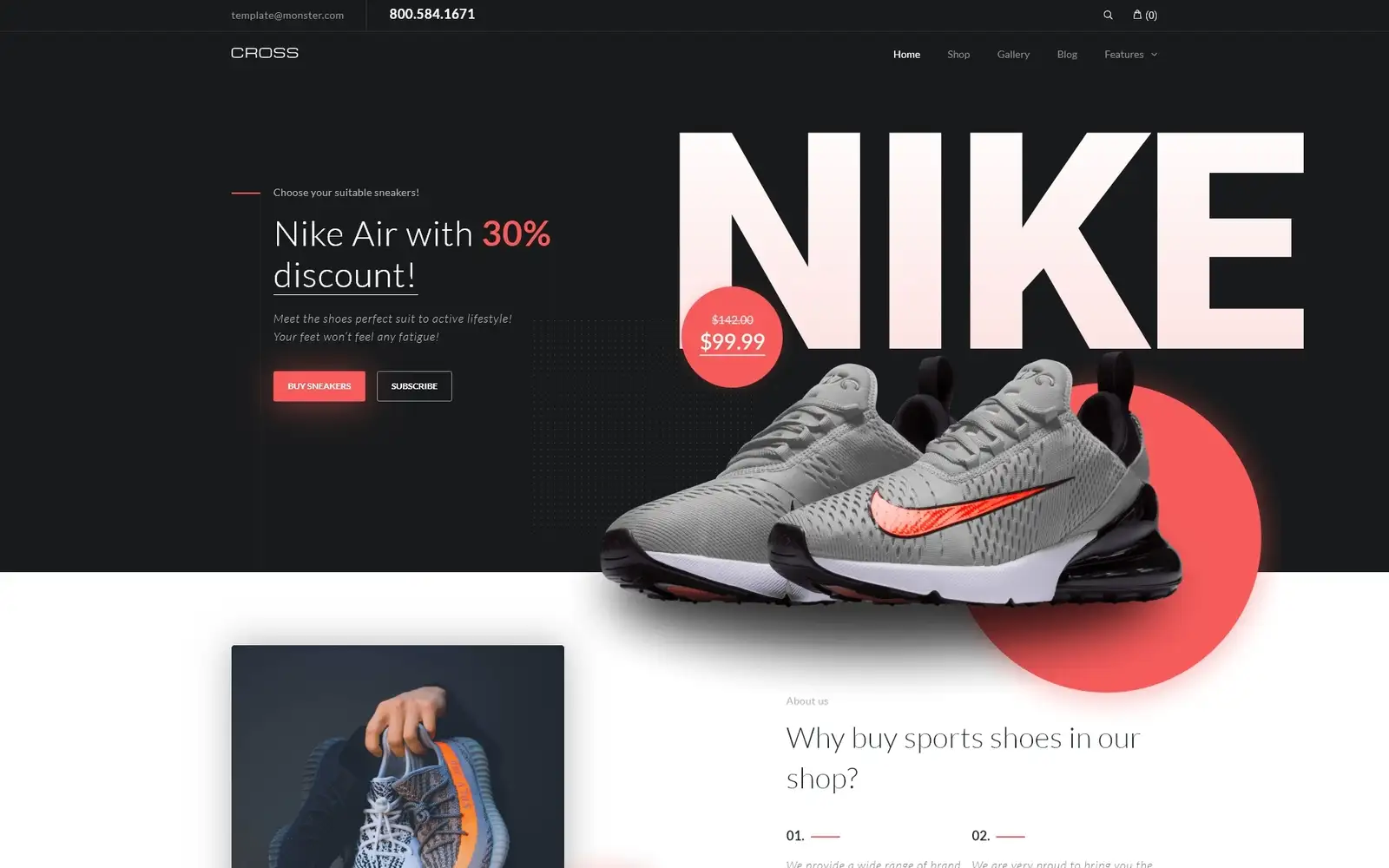 Cross – Athletic & Casual Shoes Store Elementor WooCommerce Theme