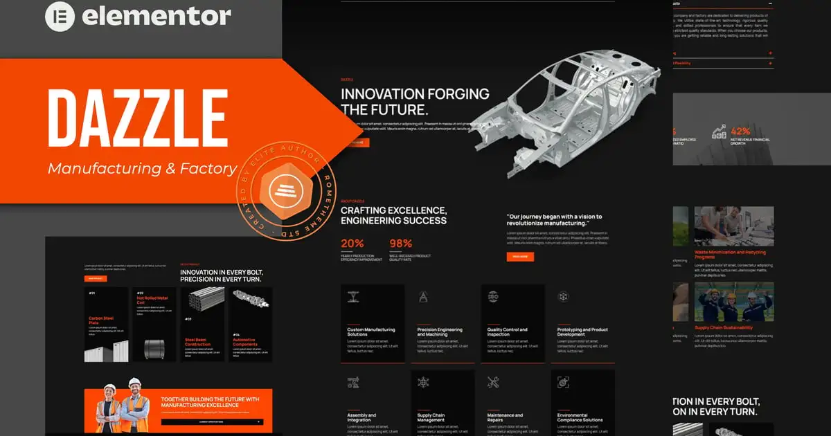 Dazzle – Manufacturing & Factory Elementor Pro template Kit