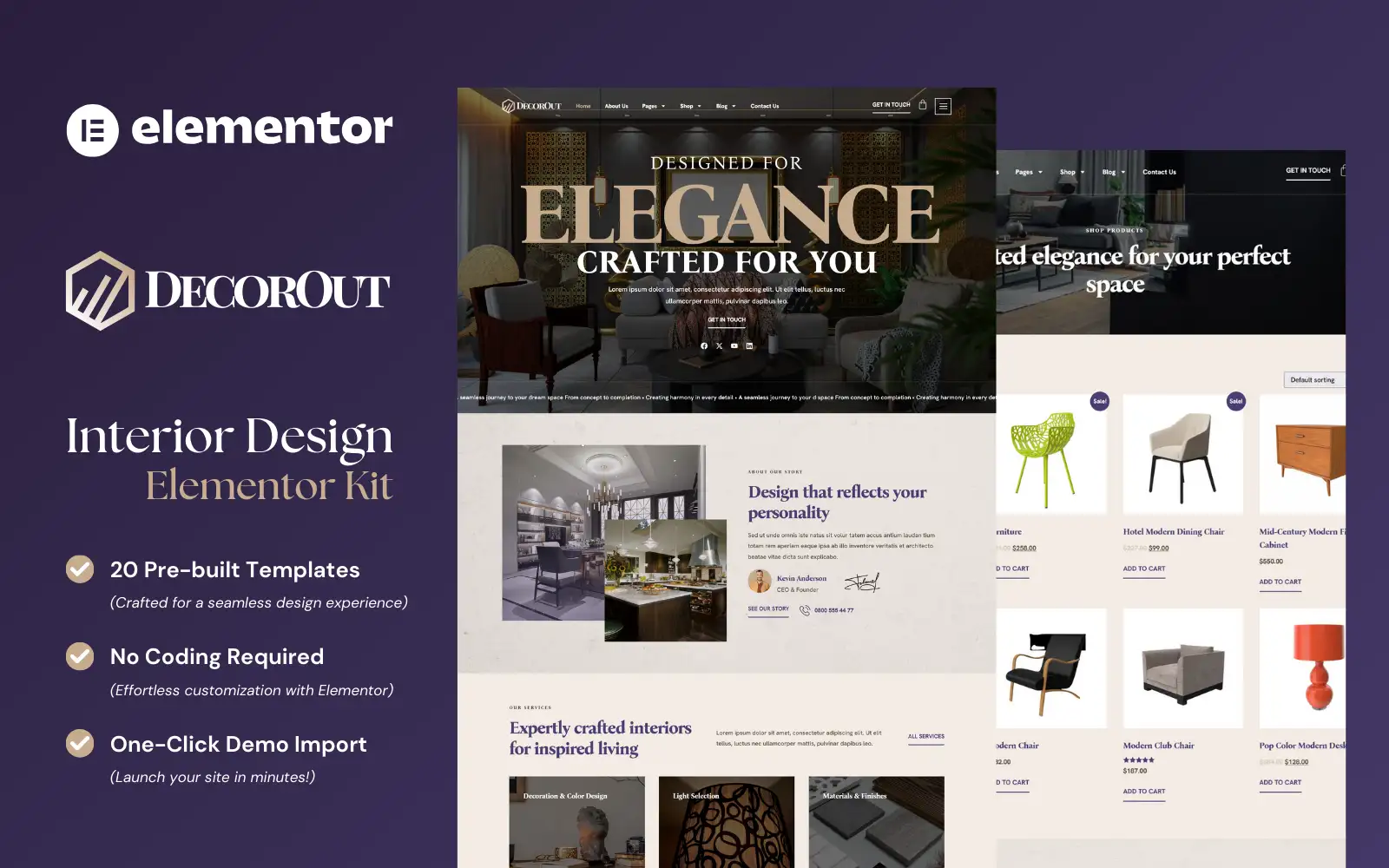 Decorout – Interior Design Elementor Pro Template Kit Elementor Kit
