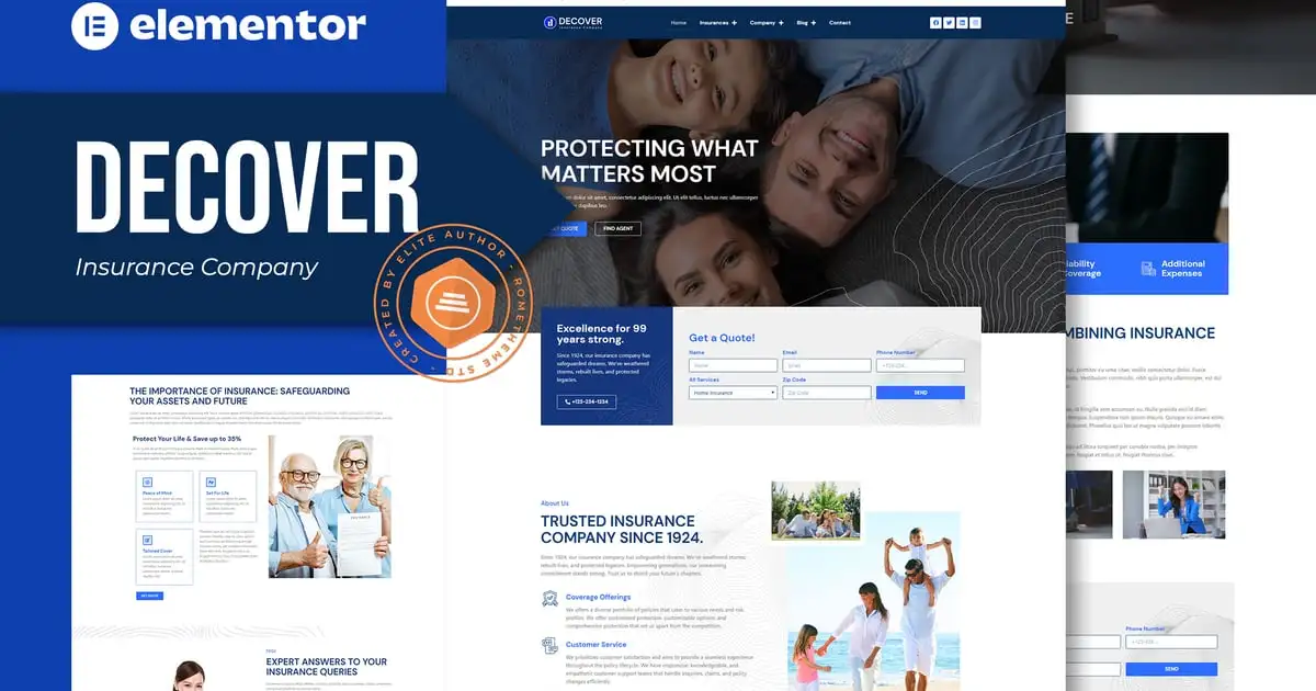 Decover – Insurance Company Elementor Pro Template Kit
