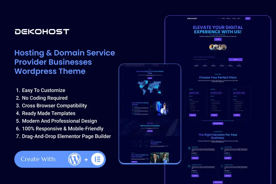 Dekohost – Web Hosting & Domain Services WordPress Theme