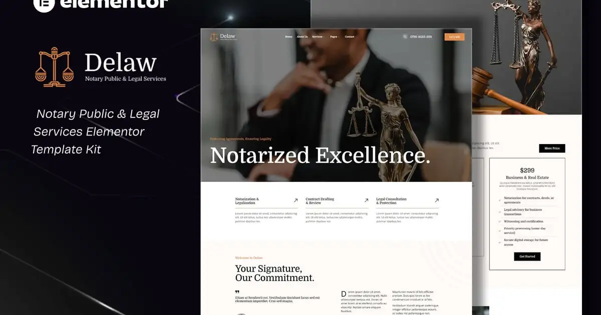 Delaw – Notary Public & Legal Services Elementor Template Kit