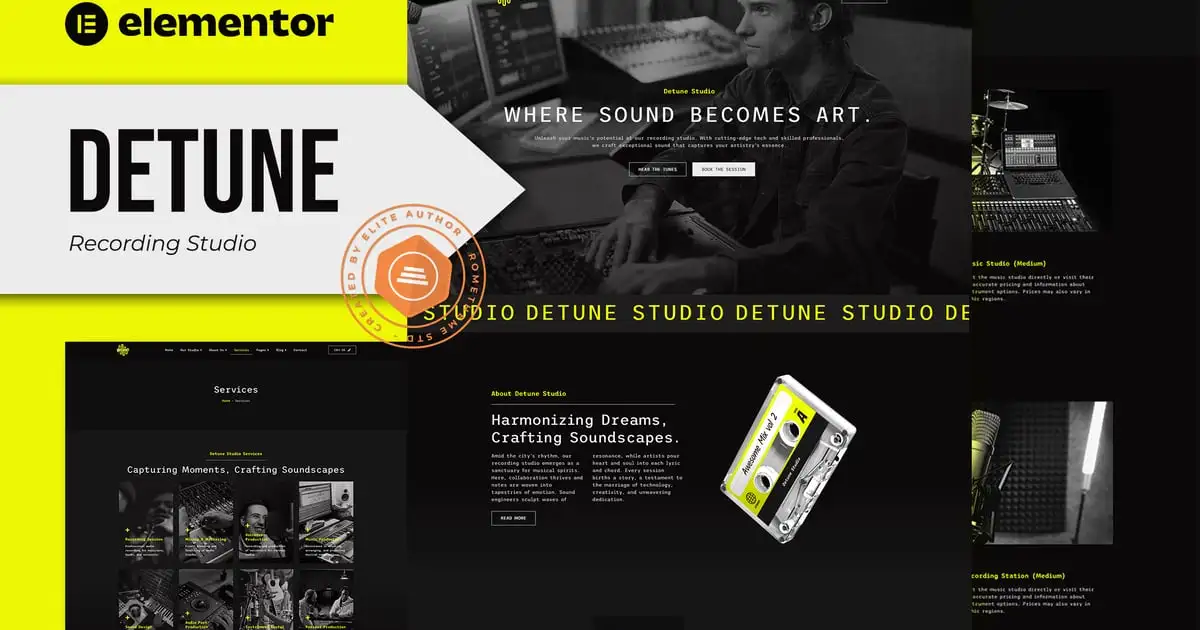 Detune – Recording Studio Elementor Pro Template Kit