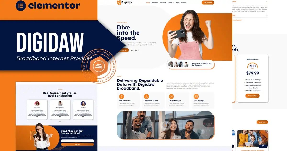 Digidaw – Broadband Internet Services Provider Elementor Template Kit