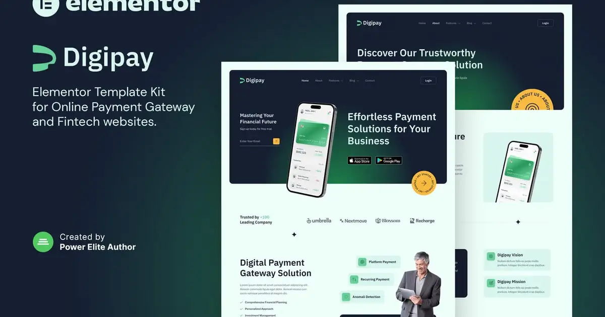 Digipay – Online Payment Gateway & Fintech Elementor Template Kit
