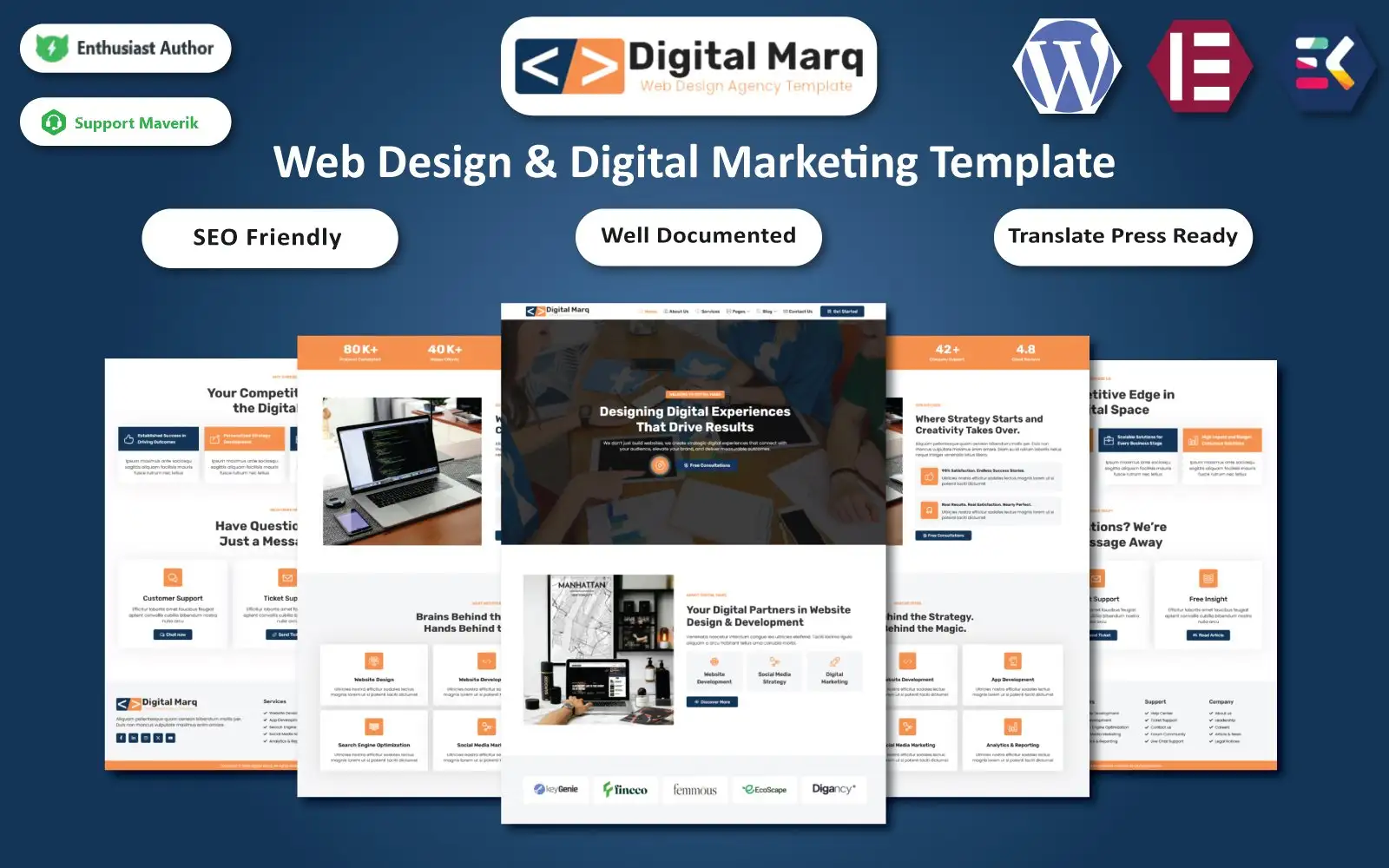 Digital Marq – Web Design & Digital Marketing Agency Elementor Template WordPress Theme