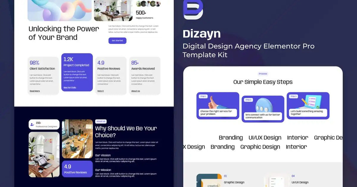 Dizayn – Digital Design Agency Elementor Pro Template Kit